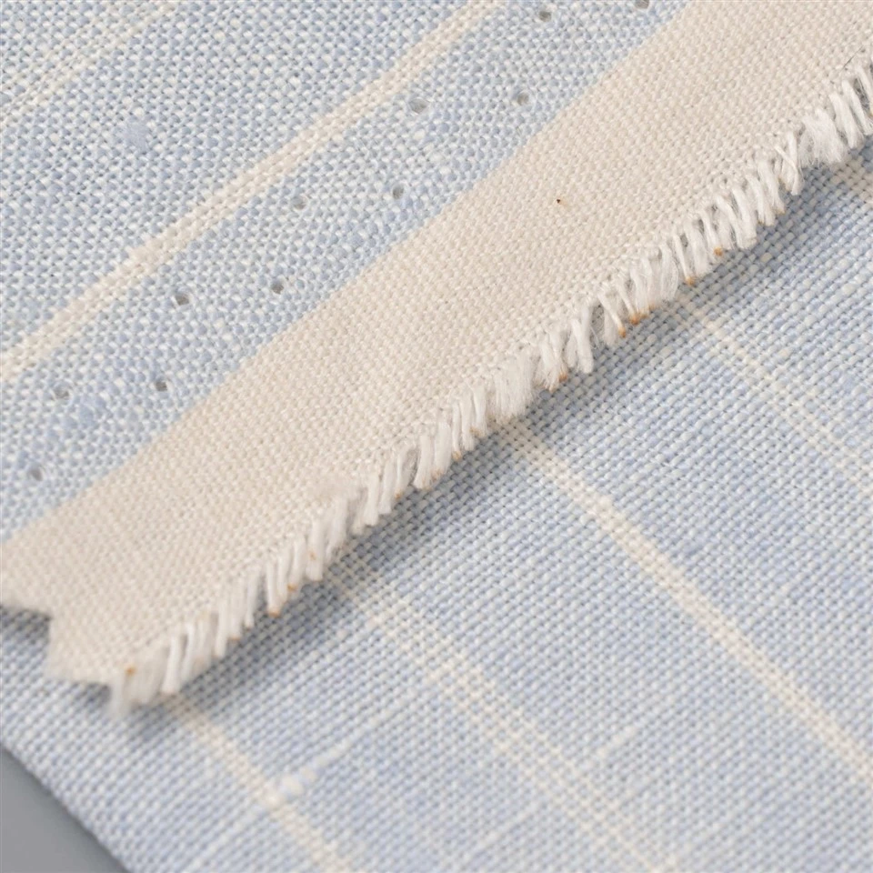 Light Blue White Striped Linen Fabric manufacturers